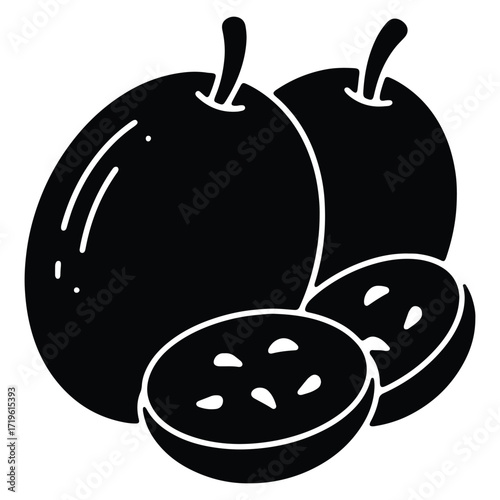 Passion Fruit Illustration Delicious Tropical Fruit Still Life Simple Design