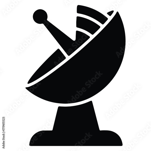 Satellite dish antenna for communication and signal transmission in black