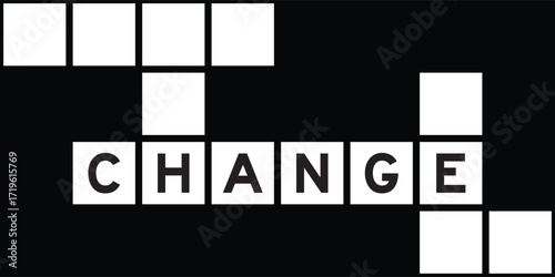Alphabet letter in word change on crossword puzzle background