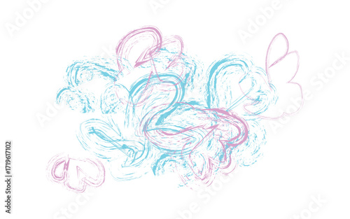 Abstract swirling pastel colors with delicate lines and shapes on a white background.