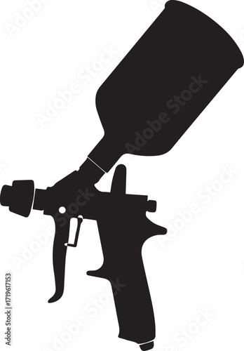 Black airbrush spray gun silhouette vector, black and white silhouette vector illustration