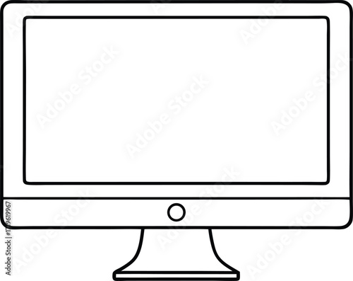 desktop device screen silhouette vector, computer monitor display design
