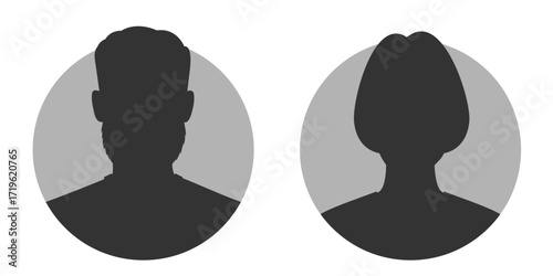 Avatars of a man and a woman. Silhouettes male and female. Profiles of abstract people. Unknown or anonymous persons. Vector illustration