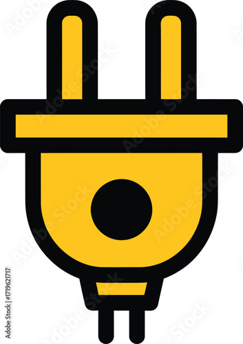 Simple yellow and black electrical plug icon