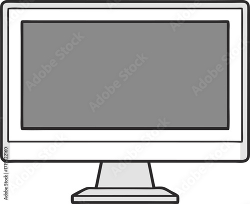 computer monitor silhouette vector, screen display desktop design
