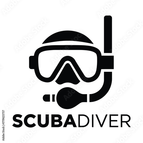 Scuba diver mask snorkel and regulator logo  illustration