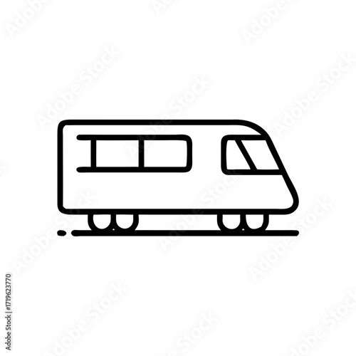 Outline of a train in minimalistic style on white background  
