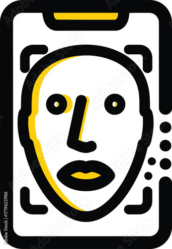 Facial recognition technology icon on a smartphone screen
