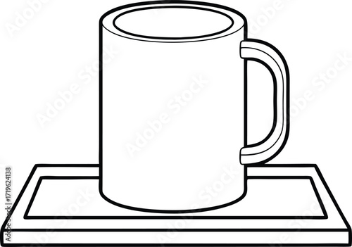 coffee mug on desk silhouette vector, cup workplace office design
