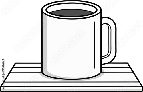 coffee mug on desk silhouette vector, cup workplace office design
