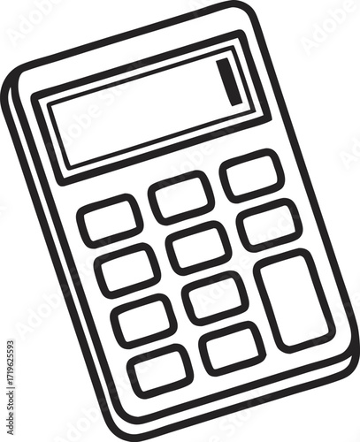math accounting machine silhouette vector, calculator device tool design
