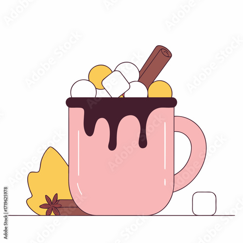 Hot chocolate topped with marshmallows and cinnamon in a cozy setting for winter enjoyment