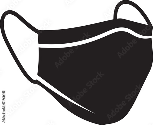 Surgical mask silhouette vector, black and white silhouette vector illustration