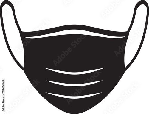 Surgical mask silhouette vector, black and white silhouette vector illustration