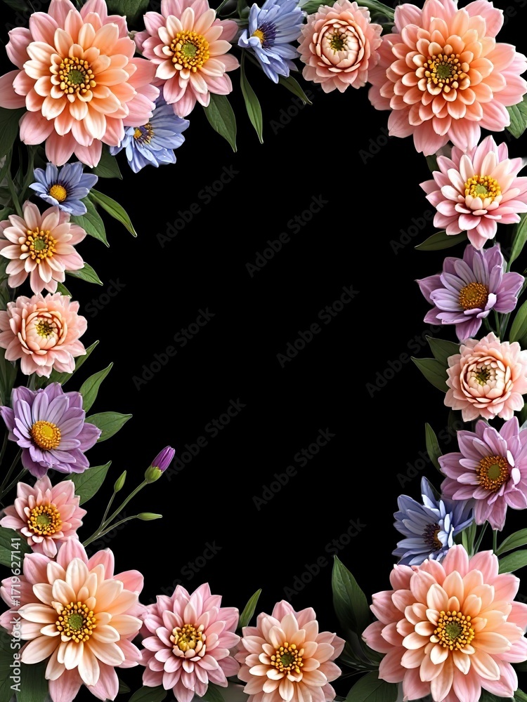 Obraz premium フレーム, 額縁, 枠, 飾り, 便箋, 飾り枠, 飾り罫, 縁, 縁飾り, フォトフレーム, デコレーション, カード, メッセージカード, お祝い, 母の日, 父の日, イベントカード, 敬老の日, 感謝, 招待状、レター, 花, はな, フラワー, フローラル, デザイン, イラスト, 背景, バレンタイン, 告白, ホワイトデー, 広告, 自然, 春, 植物, 葉, 緑, 薔薇, バラ, 