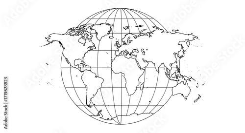 World Map Outline - A Simple Geographical Representation for Educational Purposes.
