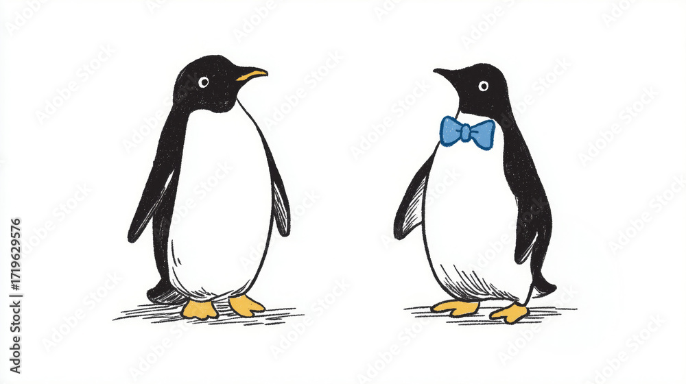Obraz premium two penguins on a white background