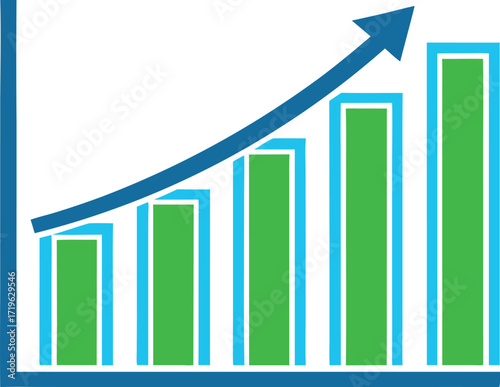 bar graph rising silhouette vector, chart growth statistics design
