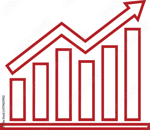 bar graph rising silhouette vector, chart growth statistics design
