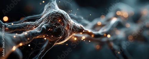 AI software process visualization with glowing data points and connecting lines.