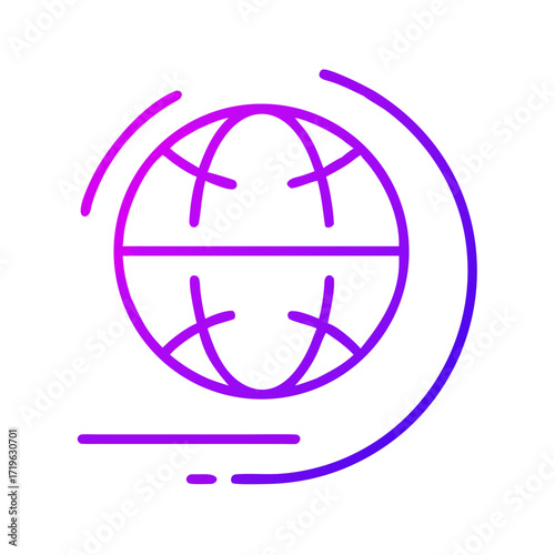 Abstract globe icon with dynamic lines in purple gradient style  