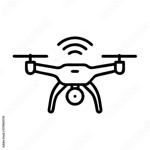 Drone with signal waves illustrating technology concept of icons  