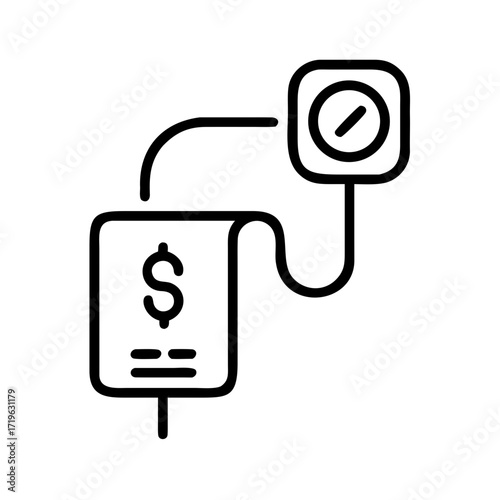 Financial infusion bag with dollar sign and money meter  