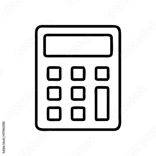 Calculator icon in minimalistic style with black outline design  