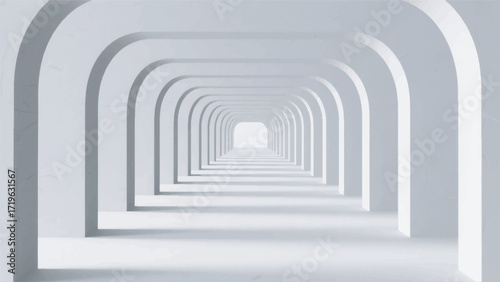 Illustration Of A White And Minimalist Architectural Tunnel Vector Design Template