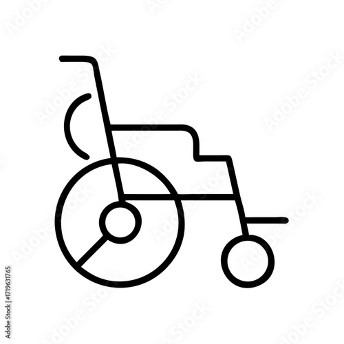Simple continuous line drawing of a wheelchair icon  