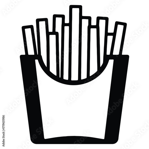 Crispy french fries in classic container for fast food cravings