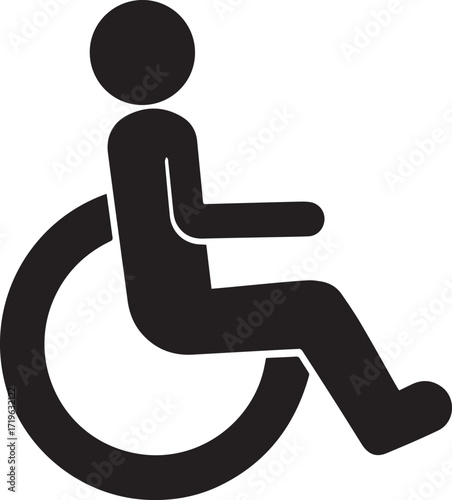 Person in wheelchair symbol mobility accessibility silhouette vector, black and white silhouette vector illustration
