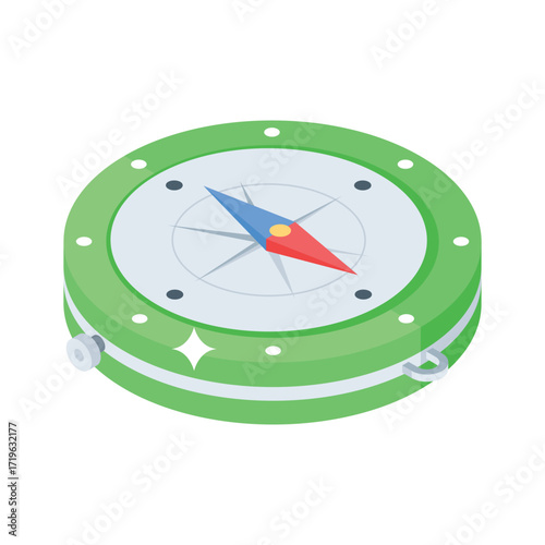Modern isometric icon of location orientation compass
