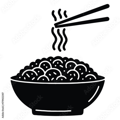 Delicious noodle bowl with chopsticks ready to eat meal