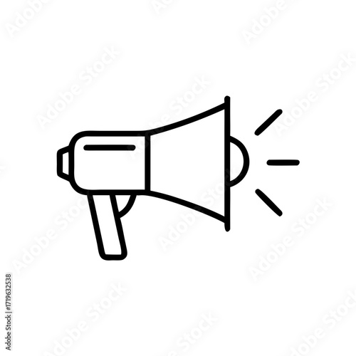Simple line drawing of a megaphone with sound waves symbolizing communication  