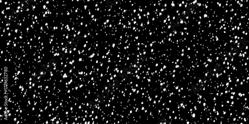 Seamless snowfall texture on black background