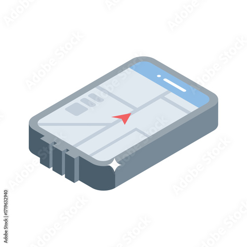 Handy isometric icon showing classic GPS tracking device
