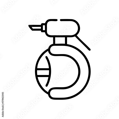 Fire extinguisher illustration in minimal line art style  
