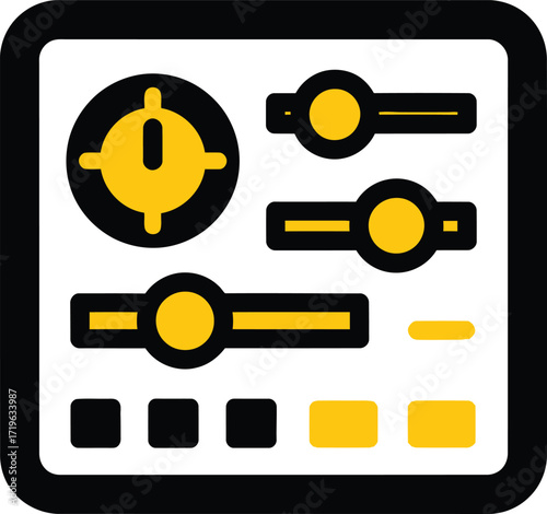 Digital interface with sliders and control knobs for settings