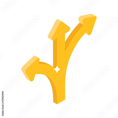 Handy isometric icon with rotating directional arrows