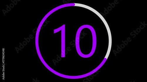 Simple 15 seconds countdown digital animation 