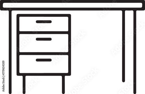 Minimalist Desk Table Line Art Icon