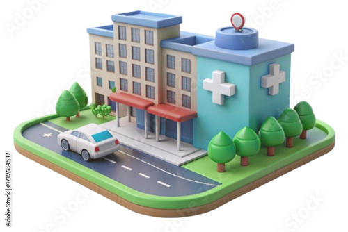 3d render of a modern hospital building