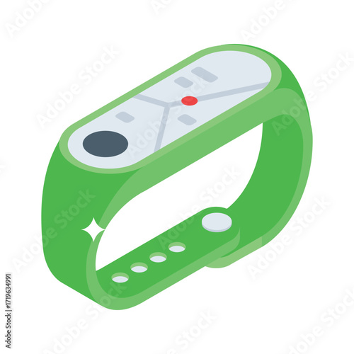 Sleek isometric style icon of smartwatch tracking map