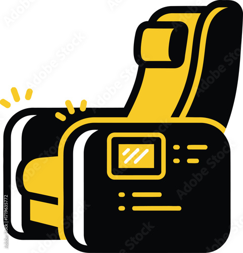 Modern yellow and black massage chair with control panel