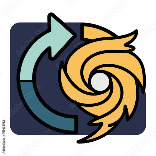Exploring the duality of chaos and renewal with this storm cycle vector icon