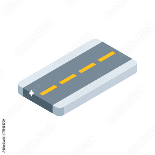 Trendy isometric icon showing basic road navigation line