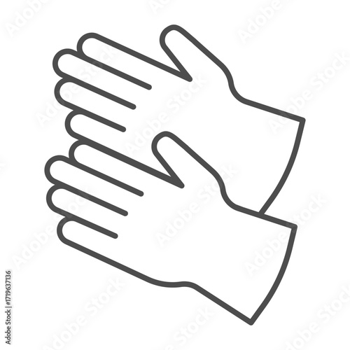 Engineer rubber gloves thin line icon, safety workwear concept. Vector graphics. Gloves pair for electrician, protective sign on white background, outline style icon for mobile or web design.