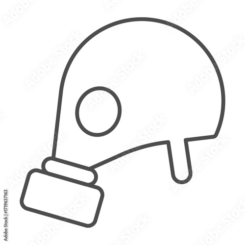 Gas mask with air filter thin line icon, hazard workwear concept. Vector graphics. Rubber mask with filter and strap, safety sign on white background, outline style icon for mobile or web design.