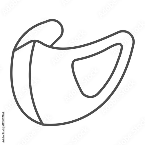 Disposable mask thin line icon, safety workwear concept. Vector graphics. Antibacterial face mask with strap, protection sign on white background, outline style icon for mobile or web design.